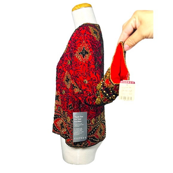 Adrianna Papell Sequined Formal Silk Jacket Handmade in India Vintage 1994 L NWT - Picture 8 of 16